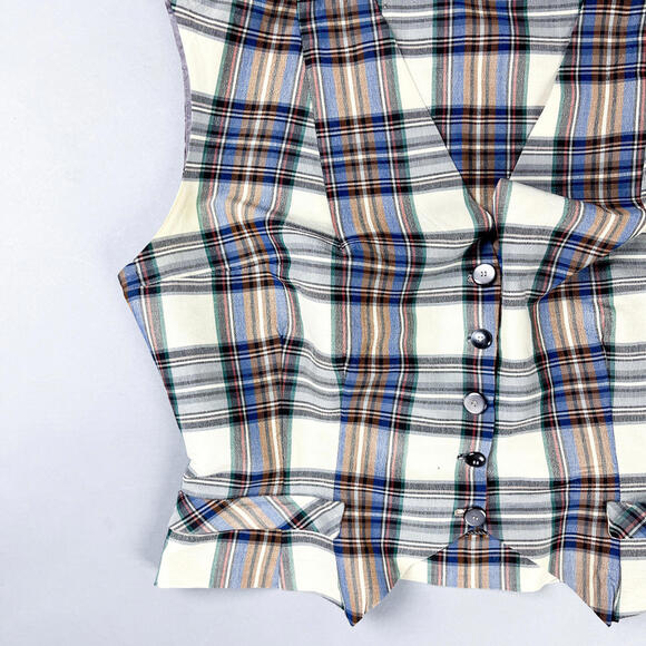 Vintage 1950's Plaid Button-Up Women's Vest - Picture 4 of 7